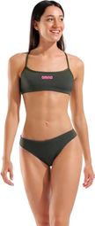 Arena Bandeau-Badeanzug, einfarbig, grün/rosa, Damen
