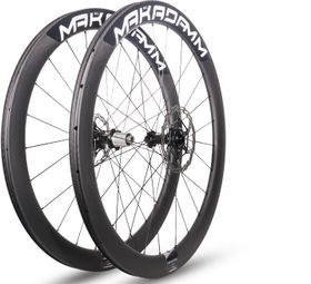 Paire de roues carbone route – MaKadamm middle 50 disc classic à pneus – 1498gr la paire – centerlock – axe 12x100 | 12x142