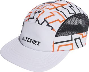 Gorra adidas Terrex Heat.Rdy Blanco Naranja Unisex con 5 paneles gráficos