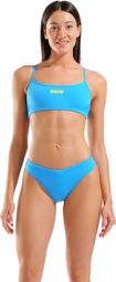Bañador bandeau Arena liso azul/amarillo para mujer