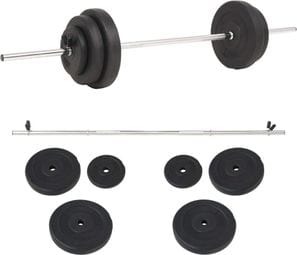 Ensemble d'haltères barre longue 30 kg fitness musculation noir