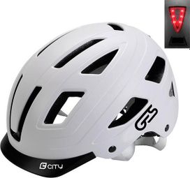 CASQUE CITY Blanc L 59/61 Eclairage Arrière Led 15 Ventilation.