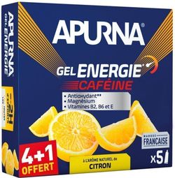 Apurna Citroen Cafeïne Energie Gel voor moeilijke passages 5x35g