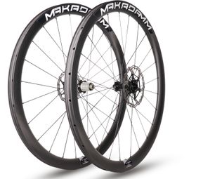 Paire de Roues carbone Gravel - MaKadamm gravax 41 premium à pneus - 1292gr la paire - centerlock - axe 12X100 | 12X142