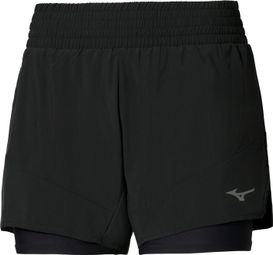 Mizuno 2-in-1-Shorts 4,5 Zoll, schwarz, Damen