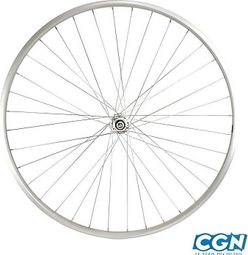 Roue vtc 28  av ecrou axe plein jante alu argent mach1 m110 evo moy.miche mag. v-brake 36t