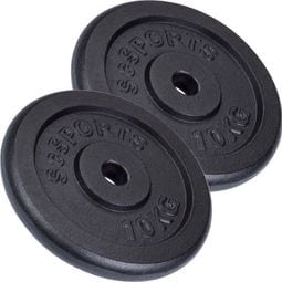 Lot de disques en fonte ScSPORTS - De 10 à 30 KG ø 30/31 mm - Poids : 20 KG (2 x 10 KG)