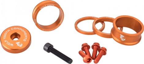Wolf Tooth Anodized Color Kit (Headset Spacers, Stem Cap, Water Bottle Cage Bolts) Orange