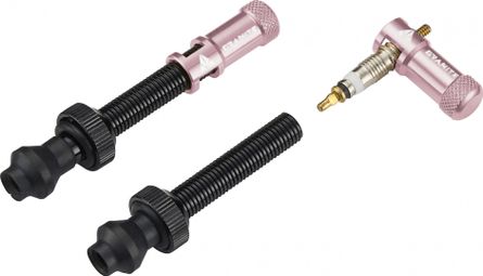 Paire de Valves Tubeless Granite Design Juicy Nipple 80 mm avec Bouchons Démonte-Obus Rose