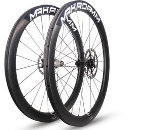 Paire de roues carbone route – MaKadamm stark u49 disc premium à pneus – 1377gr la paire – centerlock – axe 12x100 | 12x142