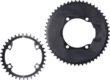 Alugear Round Aero 110 BCD Asymmetric Shimano 12-speed chainrings Black