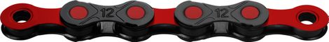 KMC DLC12 Waxed Chain 12S Black Red