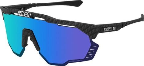 Scicon Sports Aeroshade Kunken Lunettes De Soleil De Performance Sportive (Multimirror Bleu Scnpp/Compagnon De Carbone)