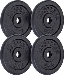 Lot de disques en fonte ScSPORTS - De 10 à 30 KG ø 30/31 mm - Poids : 20 KG (4 x 5 KG)