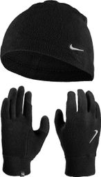 Nike Fleece conjunto de guantes y gorro negro