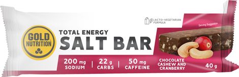 Barre énergétique salée GoldNutrition Total Energy Salt Bar Chocolat/Noix de cajou/Cranberries - 40g