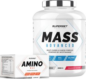 Programme Prise de Masse Débutant - Mass Advanced 2 5kg Fraise Yogourt - Amino Max