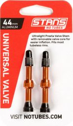 Stan's NoTubes - Paire de valves  Universal  Al  Presta 44mm  Orange