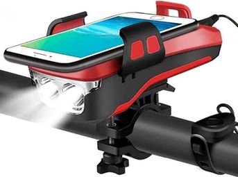 Phare 550 Lumen - Support téléphone vélo avec Powerbank - Rechargeable - avec klaxon