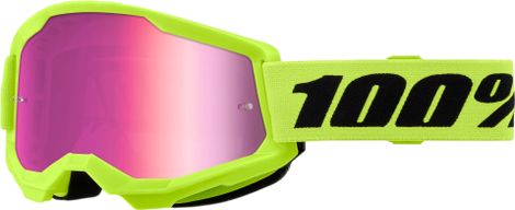 Maske 100 % Strata 2 Neon Yellow/Spiegelglas Pink