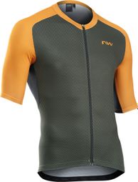 Maillot Northwave Force Evo Caqui/Naranja de manga corta