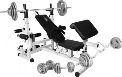 Banc de musculation universel GS005 + set d'haltères fonte grip de 108 KG