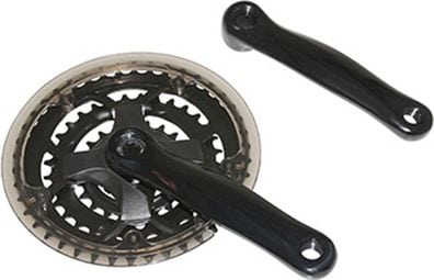 PEDALIER VTT P2R 7-8V. NOIR 150mm 42-32-22 AVEC PARE-CHAINE (BOITIER 118-122mm)