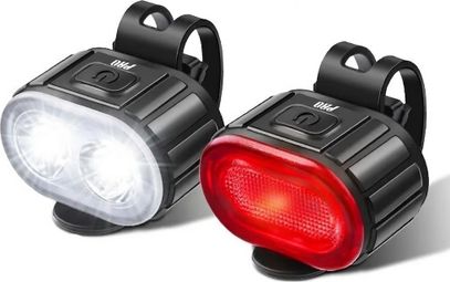Kit d'éclairage 200 et 50 Lumens Feu Avant et Arrière Noir Pro Sport Lights