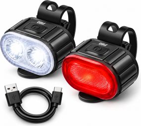 Juego de luces LED para bicicleta, blancas y rojas, de 200 y 50 lúmenes