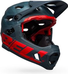 Bell Super DH Spherical Mips Helm mit abnehmbarem Kinnriemen Blau / Purpurrot 2021