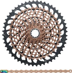 Pack Cassette Sram XX1 Eagle XG-1299 10-52 Dientes 12V Cobre + Cadena Sram XX1 Eagle 12V 126 Eslabones Cobre