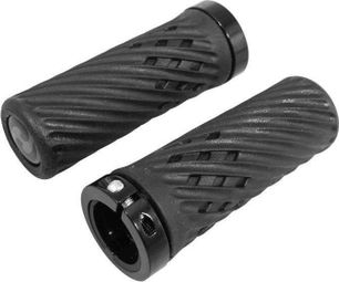 Poignee Vtt Herrmans Luna Lock 90Mm Noir Avec Collier Fermeture (Paire)