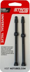 Stan's NoTubes - Paire de valves  Universal  Al  Presta 100mm  Black