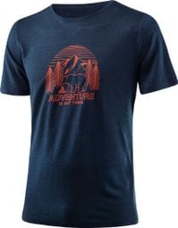 Loeffler T-shirt pour hommes Printshirt adventure Merino - Tencel ™ bleu foncé