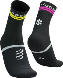 Chaussettes Compressport Pro Marathon Socks V2.0 Noir/Jaune/Rose