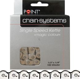 Kette BMX - Point Magic Colour MK918 - Halflink 1/8 Zoll - Silber - 102 Glieder