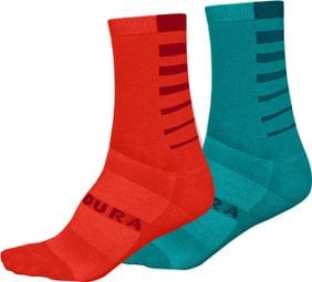 ENDURA Women's CoolMaxr Stripe Green Red Socks