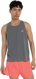Heren New Balance Race Day Ultra Licht Grijs/Rood Tank Top