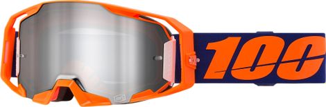 100% ARmatic Mask in Neon Orange with Silver Flash Mirror Lens