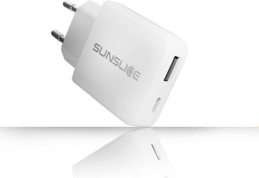 Sunslice Emperion 45W Mini Chargeur GaN USB-C PD 45W + USB-A 22W Blanc