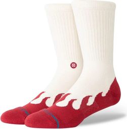 Stance Heating Up Crew Socks, White/Red