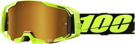 100% ARmatic Mask in Neon Yellow with True Gold Mirror Lenses