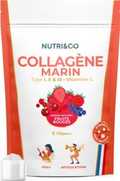 Collagène Marin - Peau et Santé des Articulations - Goût Fruits Rouges - 180 grammes