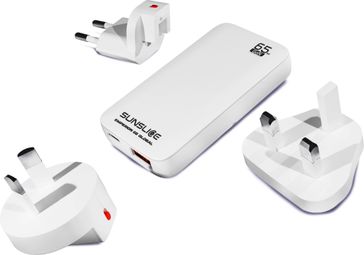 Sunslice Emperion 65 Global Chargeur de Voyage GaN 65W USB-C PD + USB-A Blanc