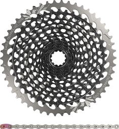 Pack Cassette Sram X01 Eagle XG-1295 10-50 Dents 12V Noir + SRAM Chaine PC X01 Eagle 12 Vitesses avec Power Lock