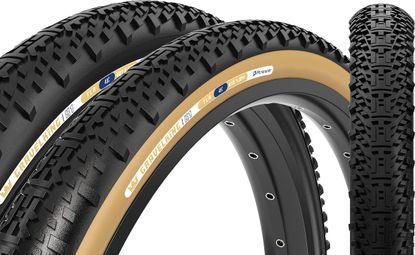 Pneu Gravel Panaracer GravelKing X1 700 mm Tubeless Ready Souple ZSG Gravel Compound BeadLock TuffTex Noir Flancs Beiges — vue 3