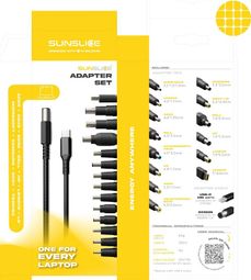 Sunslice Kit Adaptateurs USB-C vers DC 60W avec Câble 2 m Noir