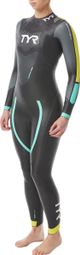 TYR Hurricane Cat 2 Dames Triathlon Wetsuit Zwart/Geel/Turquoise