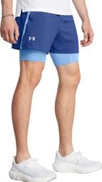 Pantaloncini 2 in 1 Under Armour Launch 5in Blue Uomo