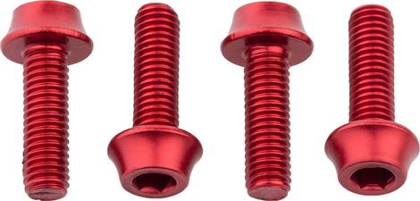 Lot de 4 Vis de Porte-Bidon Wolf Tooth Water Bottle Cage Bolts M5x15 mm Rouge